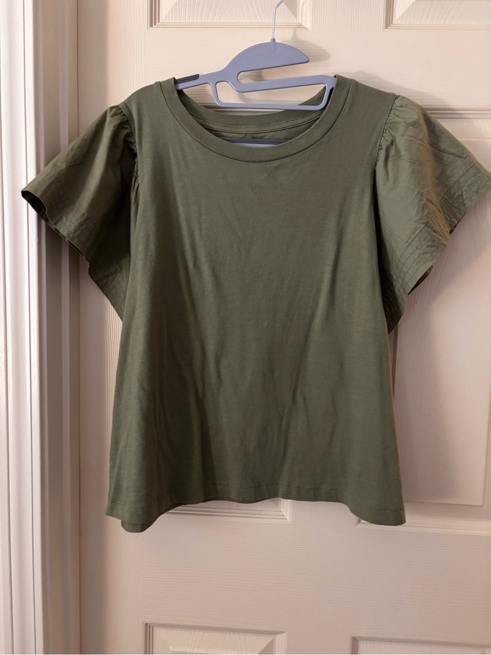 Old Navy Olive Green Short Sleeve Puff-Sleeve Tee